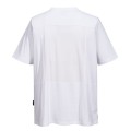 T-shirt kucharski , biały z panelem siatki oddychającej, widok z tyłu