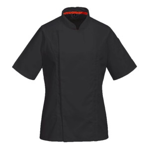 Damska bluza kucharska MeshAir Pro, czarna, krótki rękaw