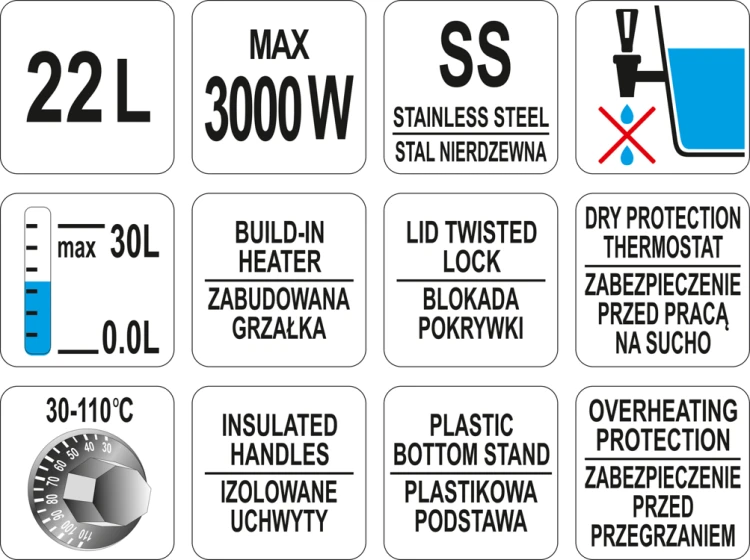 Warnik do wody 22l