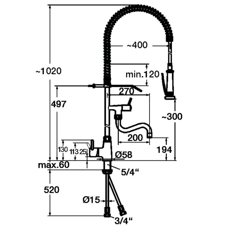 Bateria mieszająca Bartscher 40L-1801B z prysznicem.