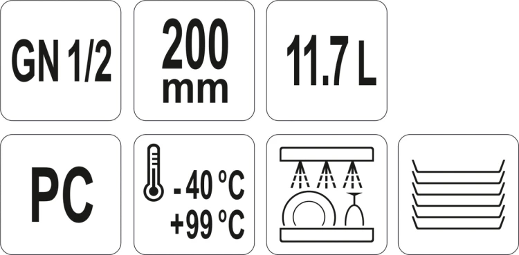 Pojemnik gastronomiczny gn 1/2 200mm pc