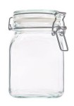 Słoik szklany, kwadrat COMFORT 750ml z zamknięciem klamerkowym i szklaną pokrywką