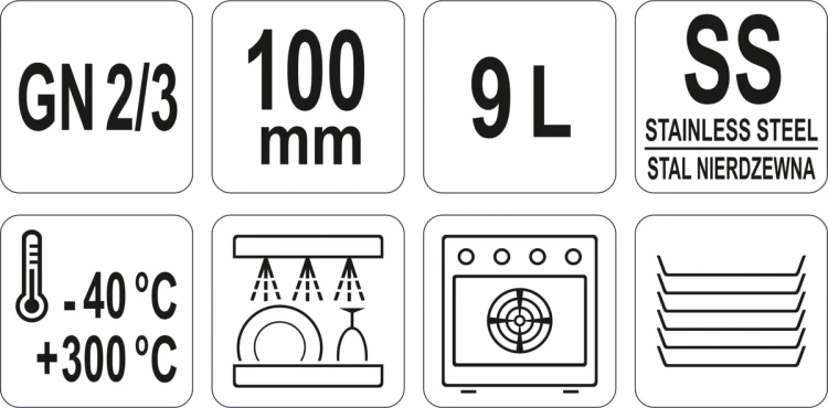 Pojemnik perforowany gn  ze stali nierdzewnej 2/3 100