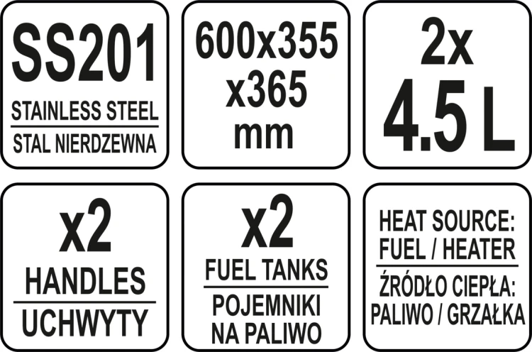 Podgrzewacz z dwoma kociołkami 2x4,5l