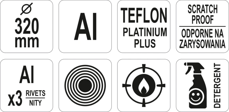 Aluminiowa patelnia z powłoką teflon platinum plus 320mm