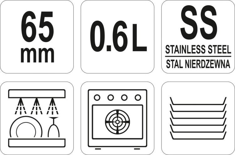 Pojemnik gastronomiczny ze stali nierdzewnej gn 1/9 65mm 0,6l