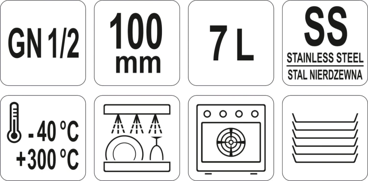 Pojemnik perforowany gn  ze stali nierdzewnej 1/2 100