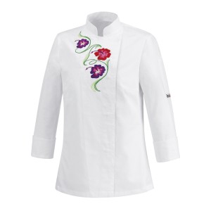 Damska bluza kucharska FLOWERS WHITE