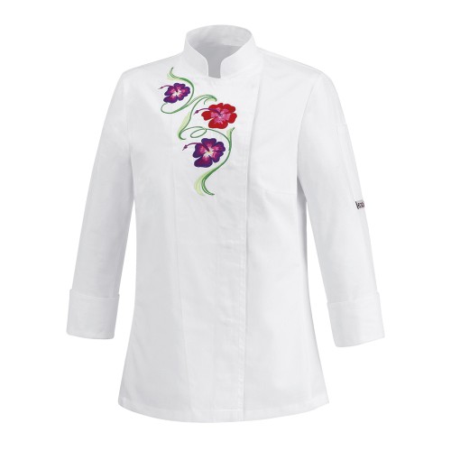 Damska bluza kucharska FLOWERS WHITE