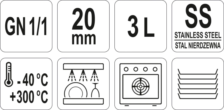 Pojemnik perforowany ze stali nierdzewnej gn 1/1 20
