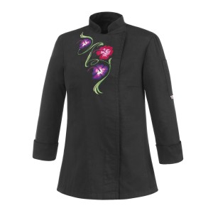 Damska bluza kucharska FLOWERS BLACK