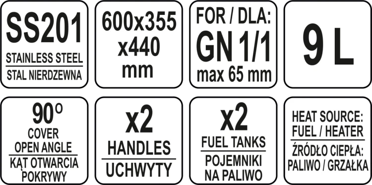 Podgrzewacz gn 1/1 9l