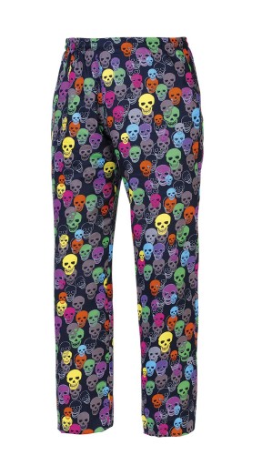 Kolorowe spodnie kucharskie COLOR SKULLS