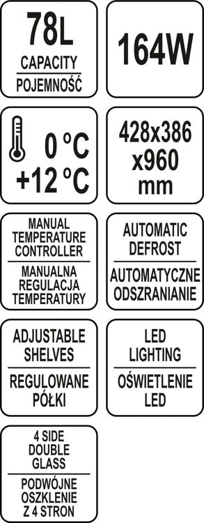 Witryna chłodnicza 78l 42x38x96 czarna