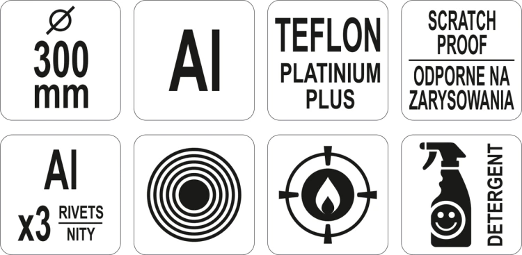 Aluminiowa patelnia do naleśników z powłoką teflon platinum plus 300mm