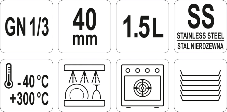 Pojemnik gastronomiczny ze stali nierdzewnej gn 1/3 40