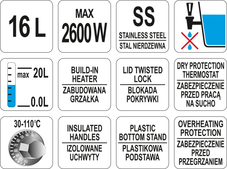 Warnik do wody 16l