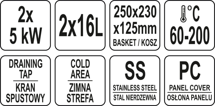 Elektryczna frytownica z zaworem 2x16l