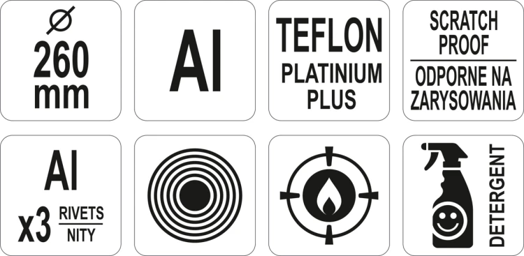 Aluminiowa patelnia do naleśników z powłoką teflon platinum plus 260mm