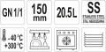 Pojemnik gastronomiczny ze stali nierdzewnej gn 1/1 150mm 20,5l
