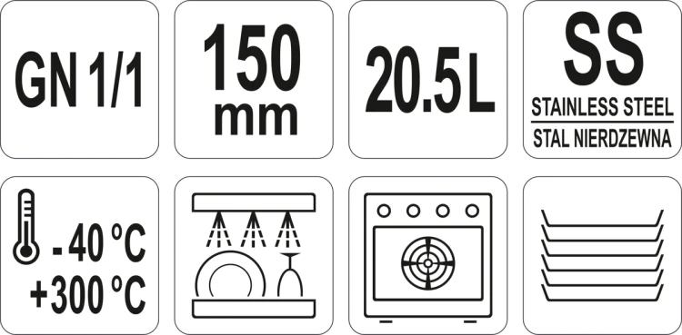 Pojemnik perforowany ze stali nierdzewnej gn 1/1 150
