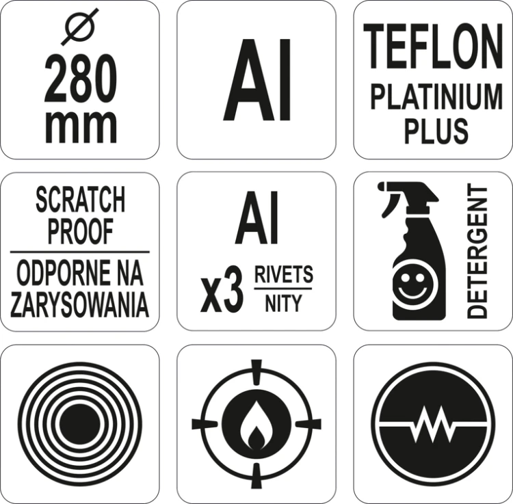 Aluminiowa patelnia z powłoką teflon platinum plus na indukcję 280mm