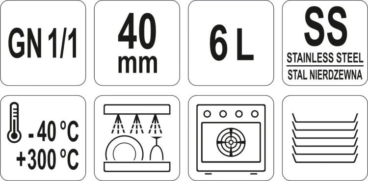 Pojemnik gastronomiczny ze stali nierdzewnej gn 1/1 40