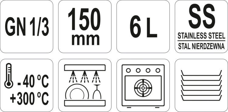 Pojemnik gastronomiczny ze stali nierdzewnej gn 1/3 150